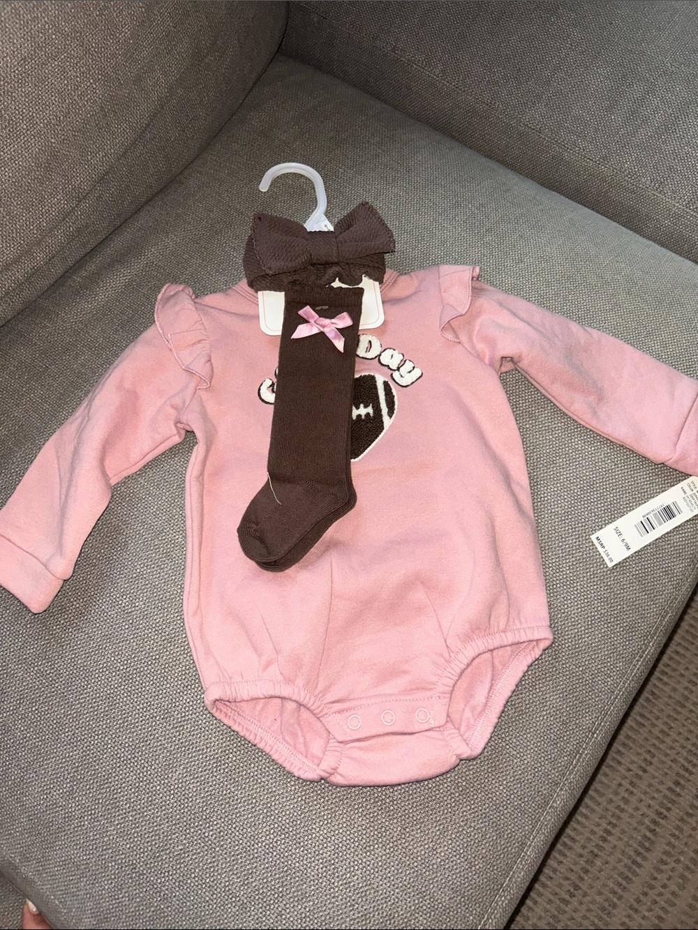 Nicole Miller Pink Long-Sleeve Baby One-Piece with Ruffle Shoulders